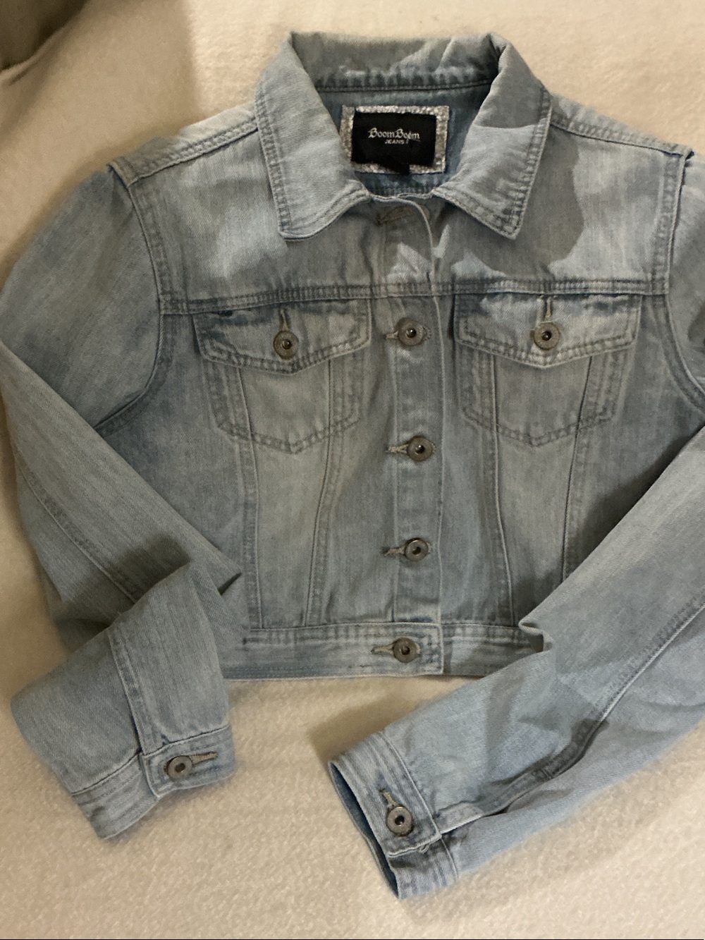 Boom Boom Jeans Pale Blue Cropped Denim Jacket